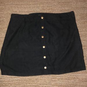 Black mini faux suede skirt